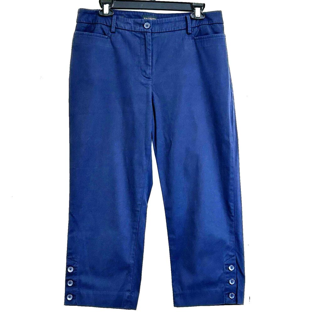 Talbots The Perfect Skimmer Capri Pants Size 8 Cotton Navy Blue Crop Pants